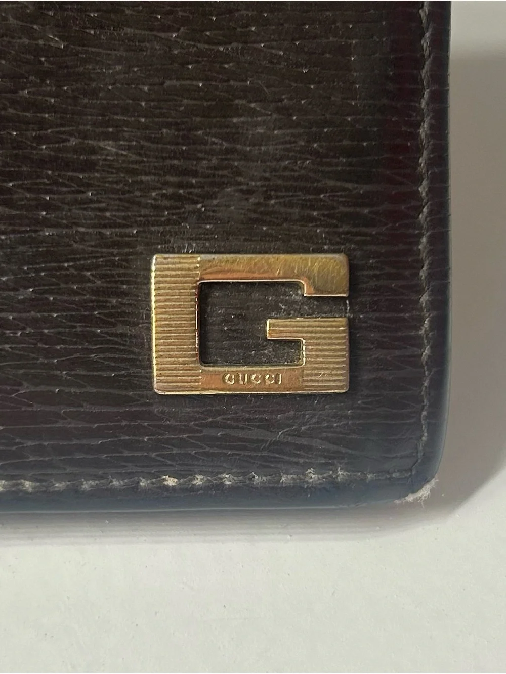Vintage Gucci Dark Brown Leather G logo Bifold